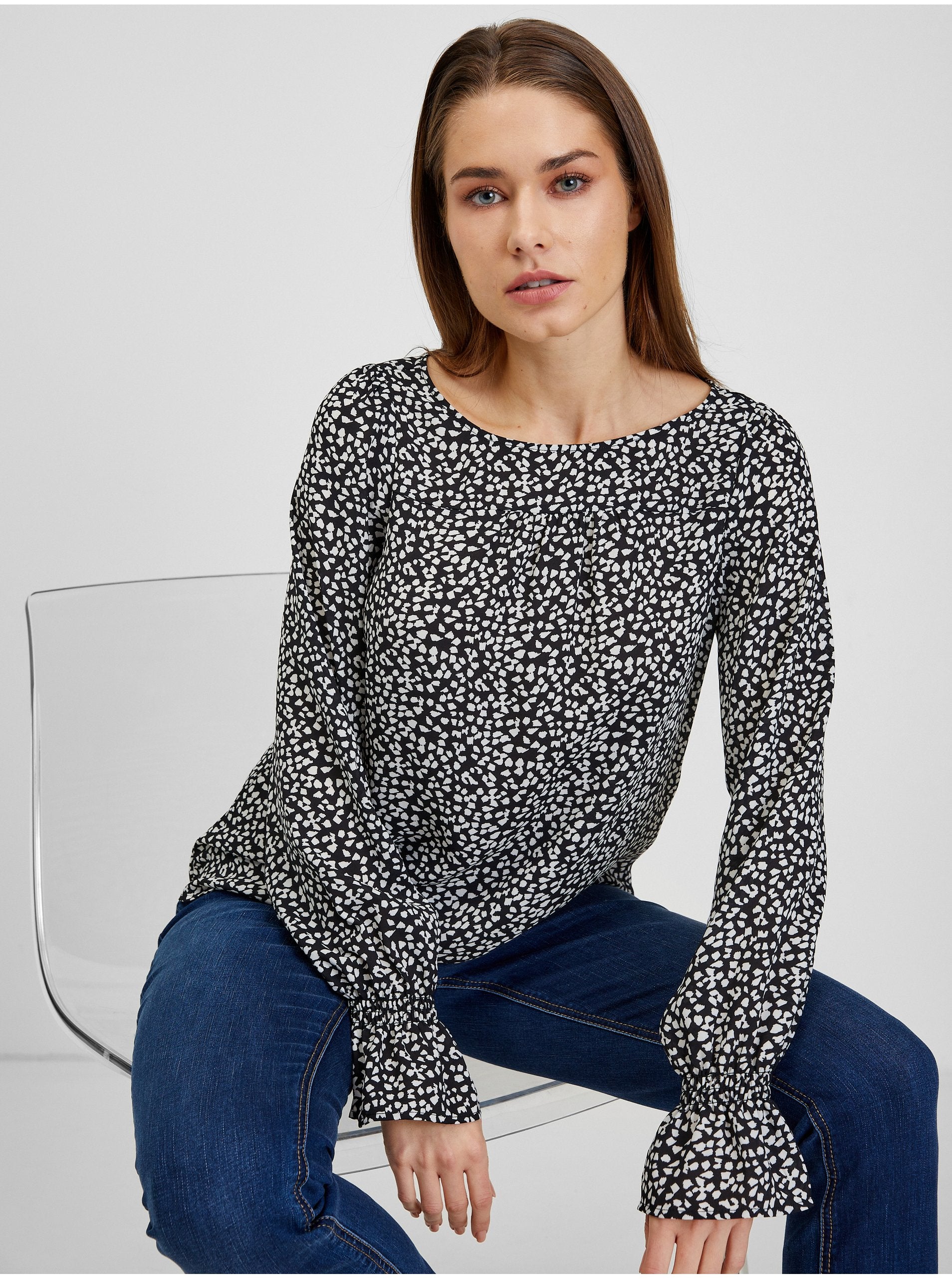 Belo-črna ženska vzorčasta bluza ORSAY
