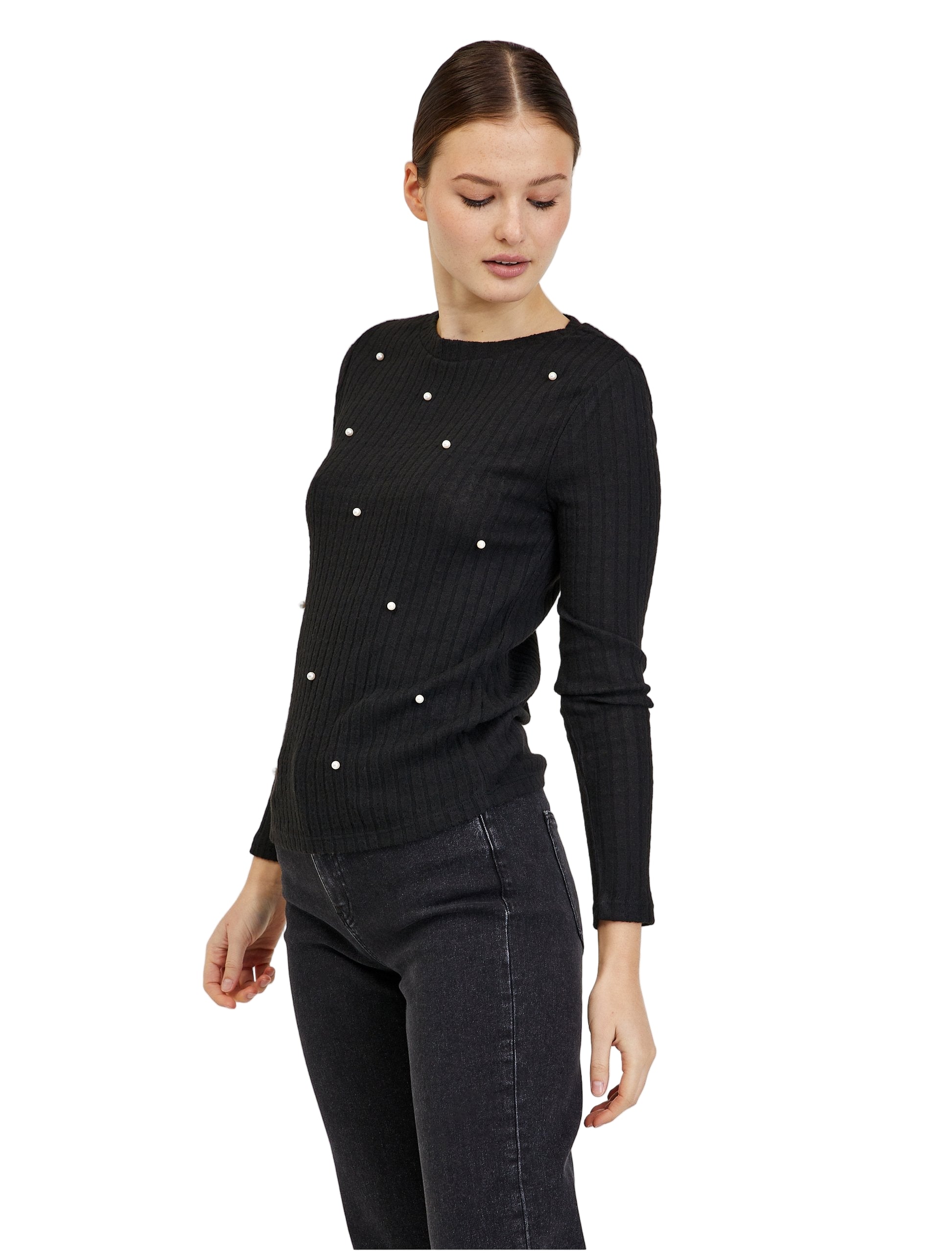 Črn ženski rebrast pulover ORSAY