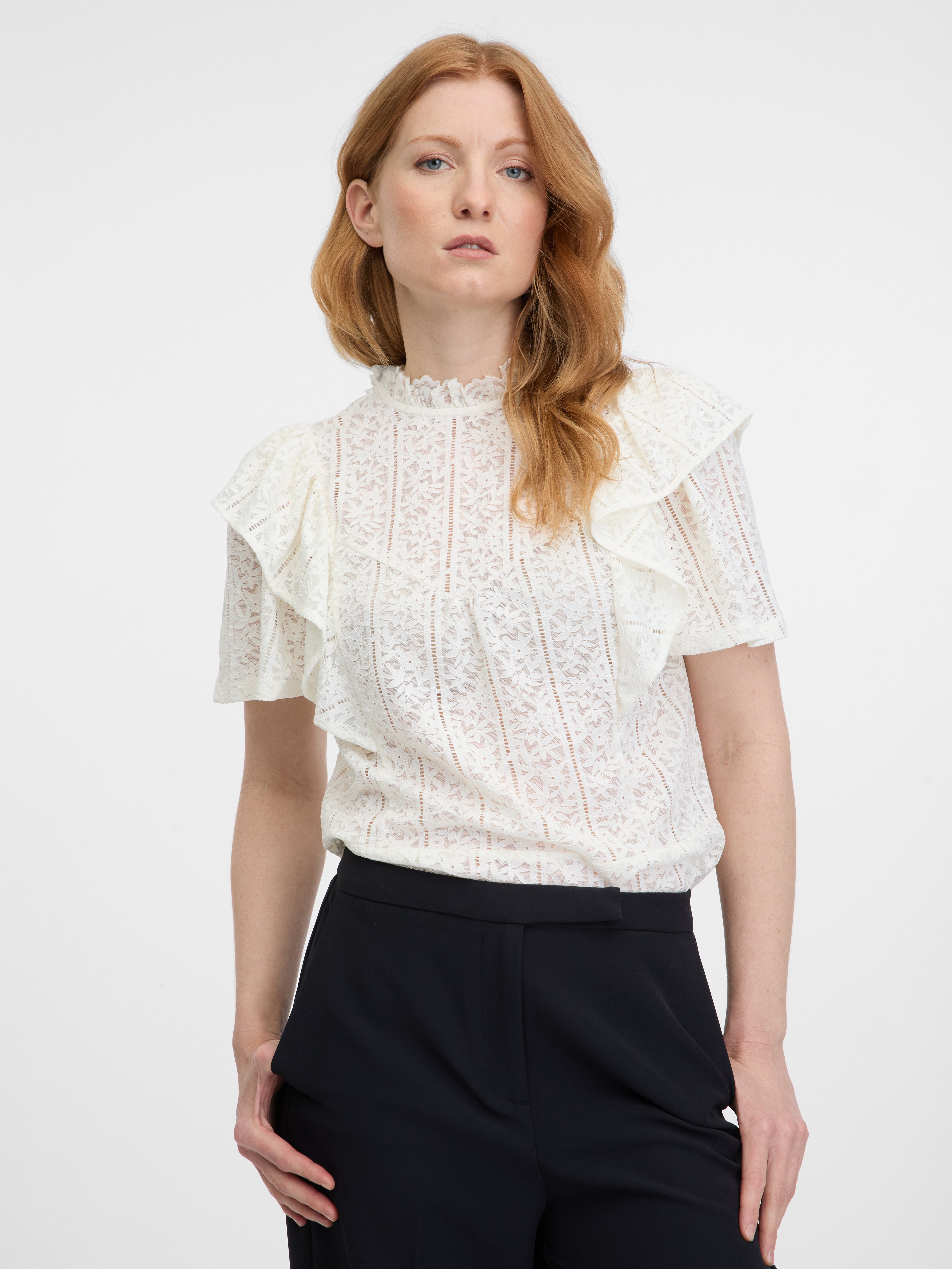 Bela ženska čipkasta bluza ORSAY