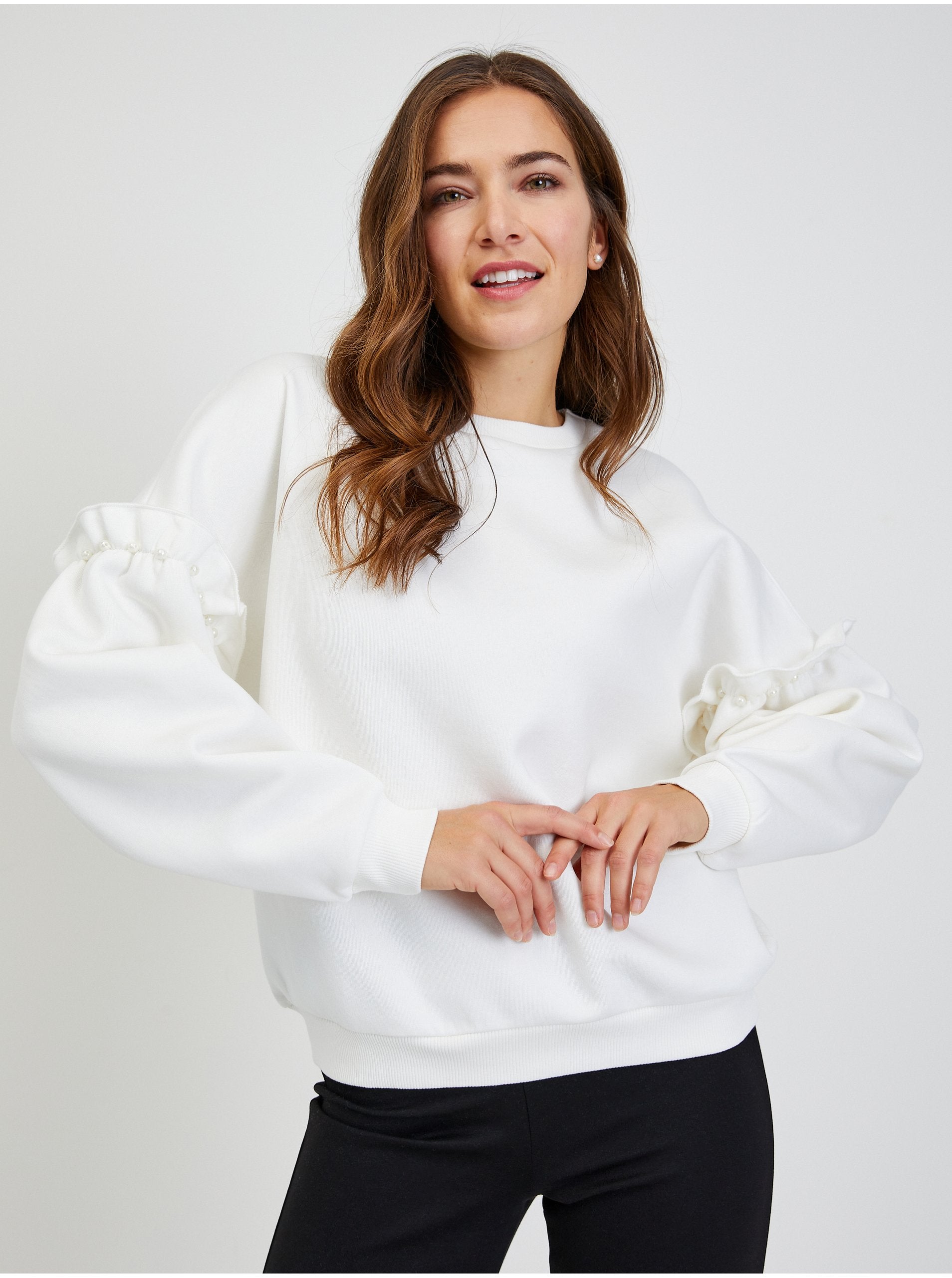 Bela ženska oversize jopica z balonskimi rokavi ORSAY